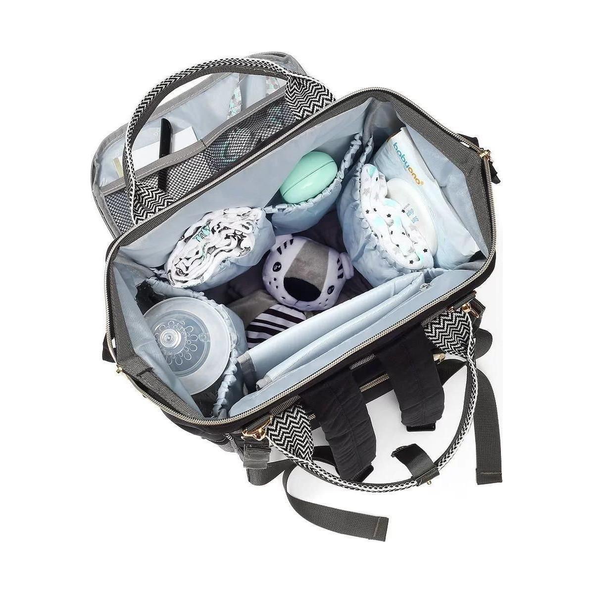 Gray Babyono Diaper / Mummy backpack OSLO STYLE - Black
