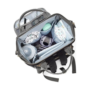 Gray Babyono Diaper / Mummy backpack OSLO STYLE - Black