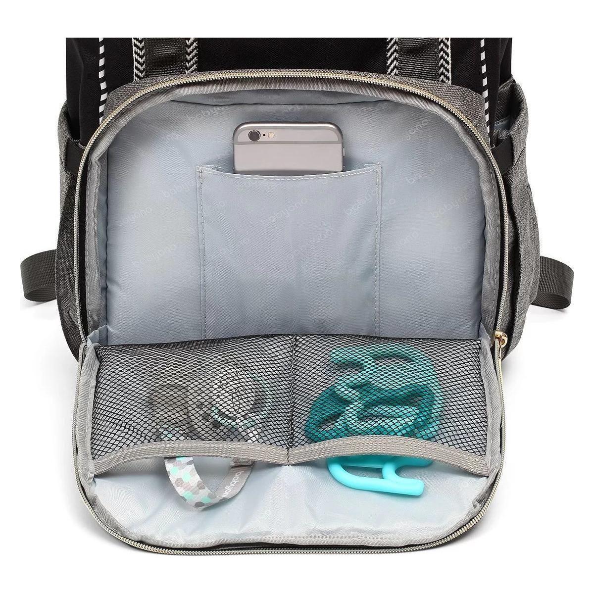 Gray Babyono Diaper / Mummy backpack OSLO STYLE - Black