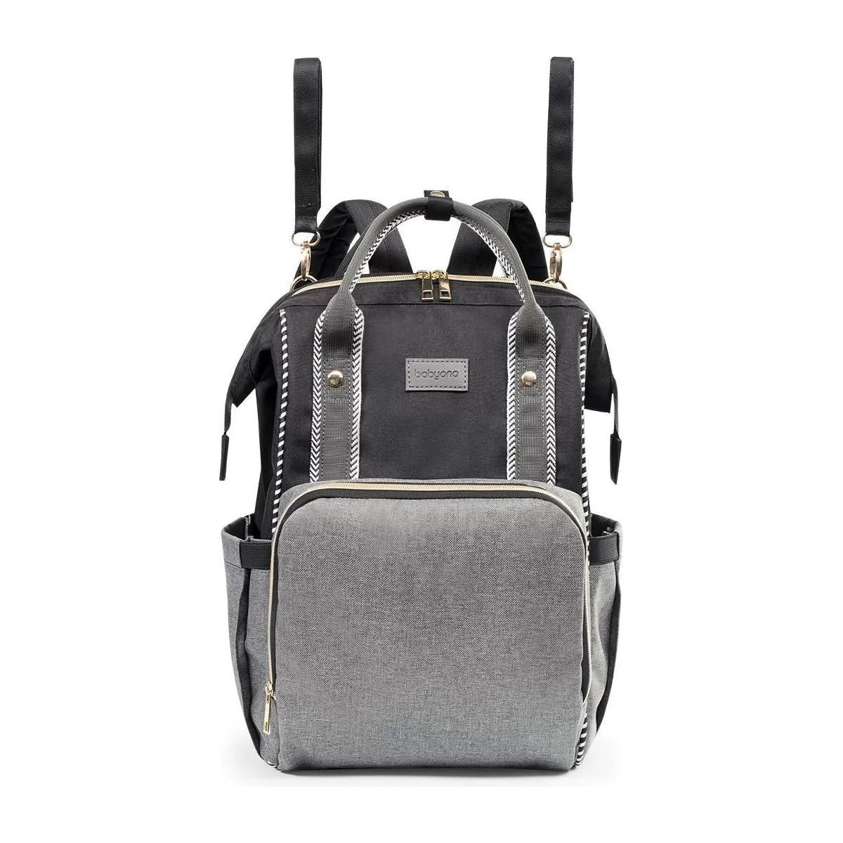 Dim Gray Babyono Diaper / Mummy backpack OSLO STYLE - Black