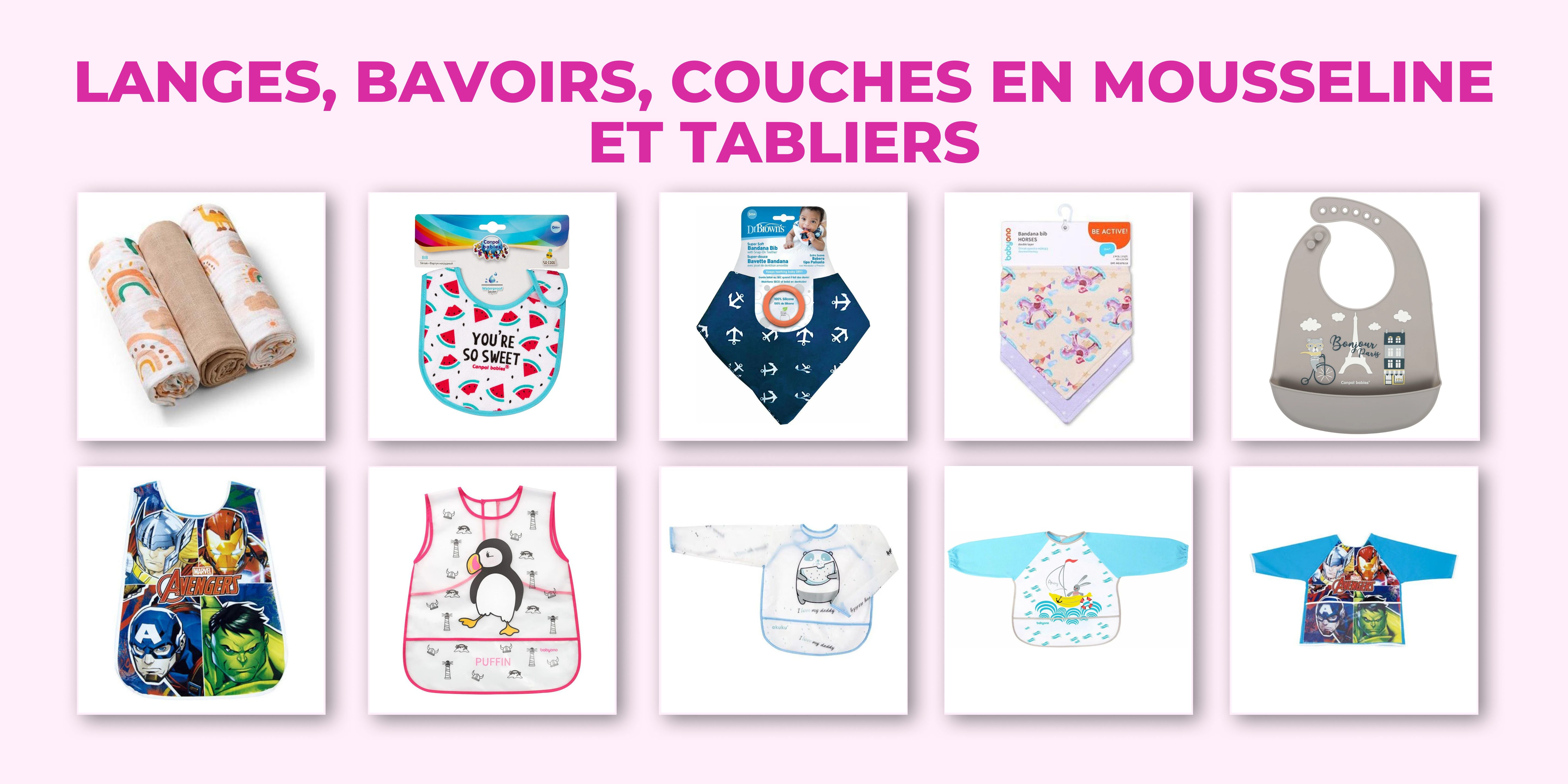 Cloths, bibs, muslin diapers and apronsFR