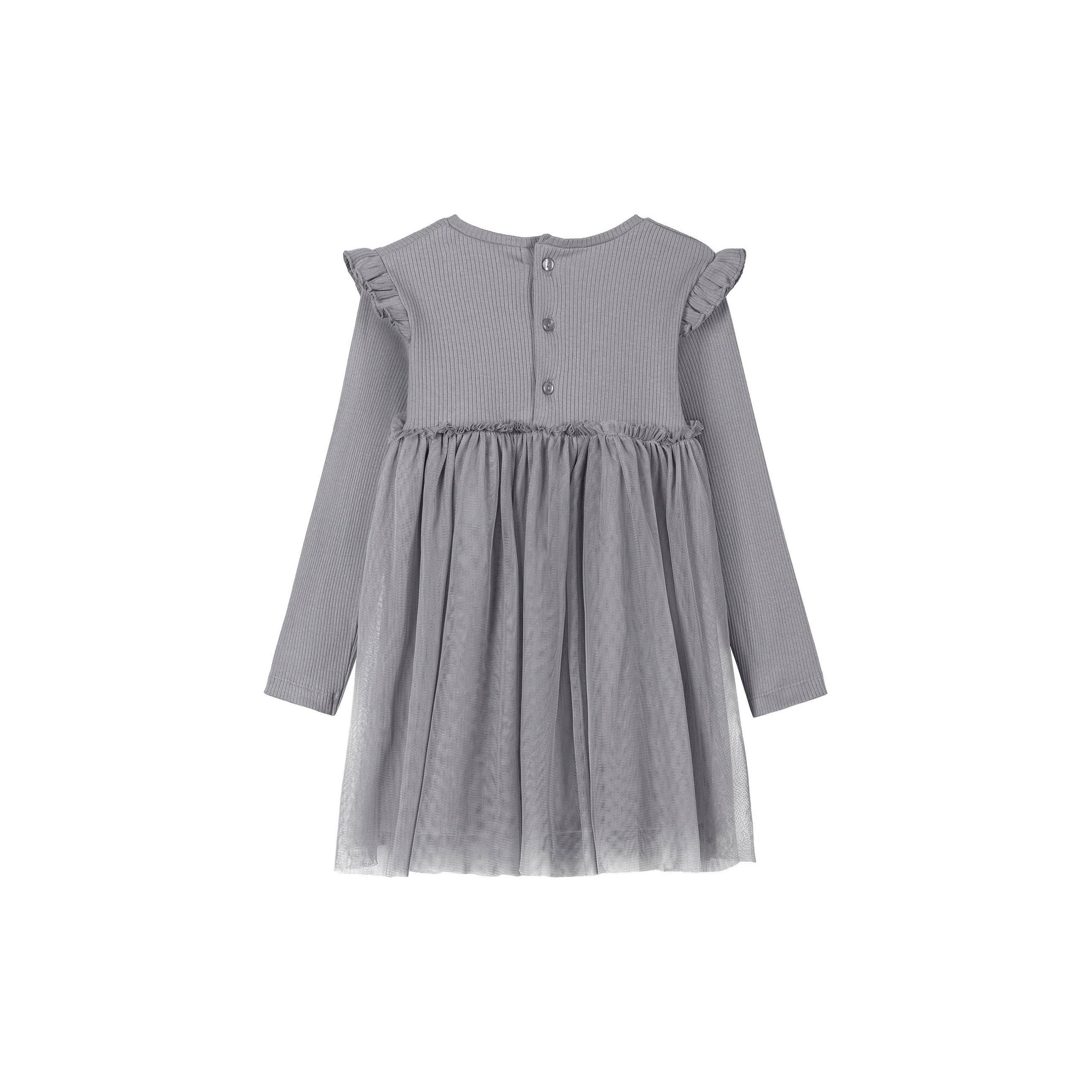 Minoti Tulle Frill Dress - Grey