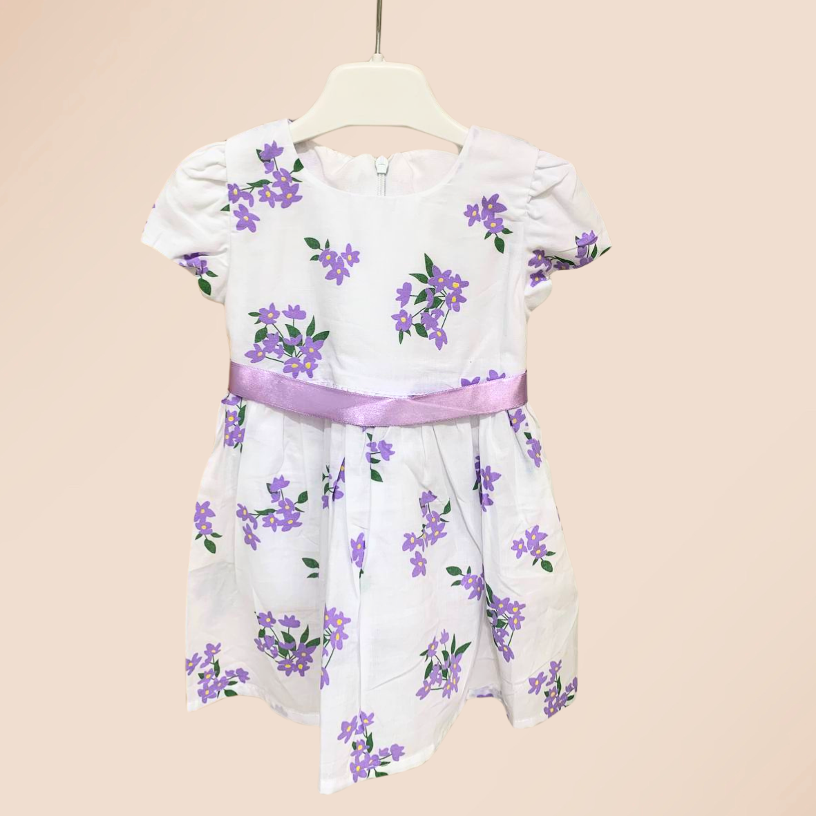 Gamzelim Baby Dress With Cardigan - Violet Flowers