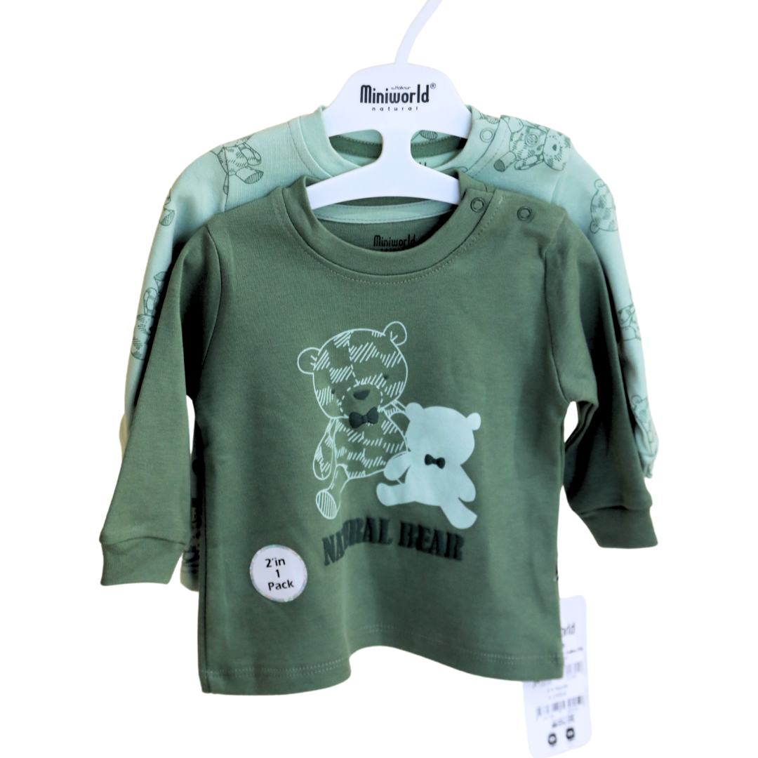 Miniworld - Green Bears Baby Long T-shirts 2 pcs (3-18 MONTHS)