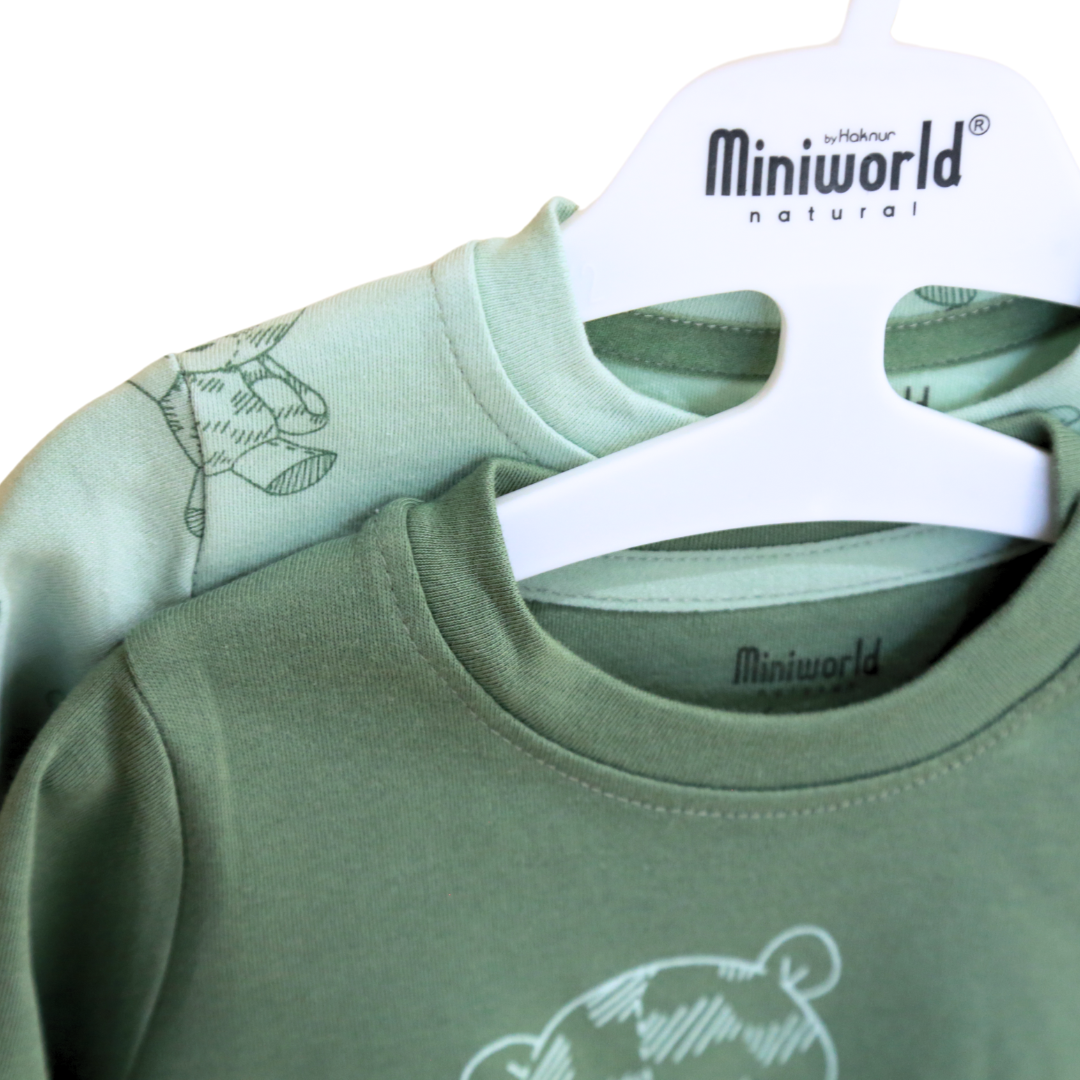 Miniworld - Green Bears Baby Long T-shirts 2 pcs (3-18 MONTHS)