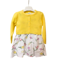 Gamzelim Baby Dress With Cardigan - Yellow Tulips