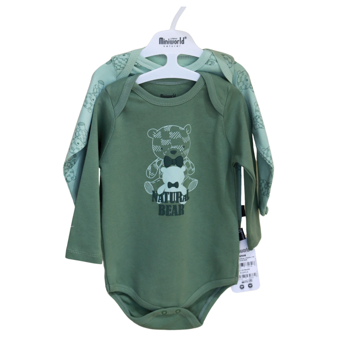 Miniworld - Green Bears Baby Long Bodysuit 2 pcs (3-18 MONTHS)