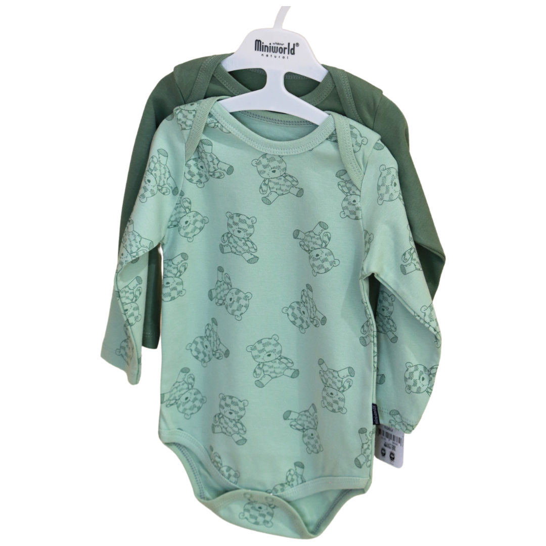 Miniworld - Green Bears Baby Long Bodysuit 2 pcs (3-18 MONTHS)