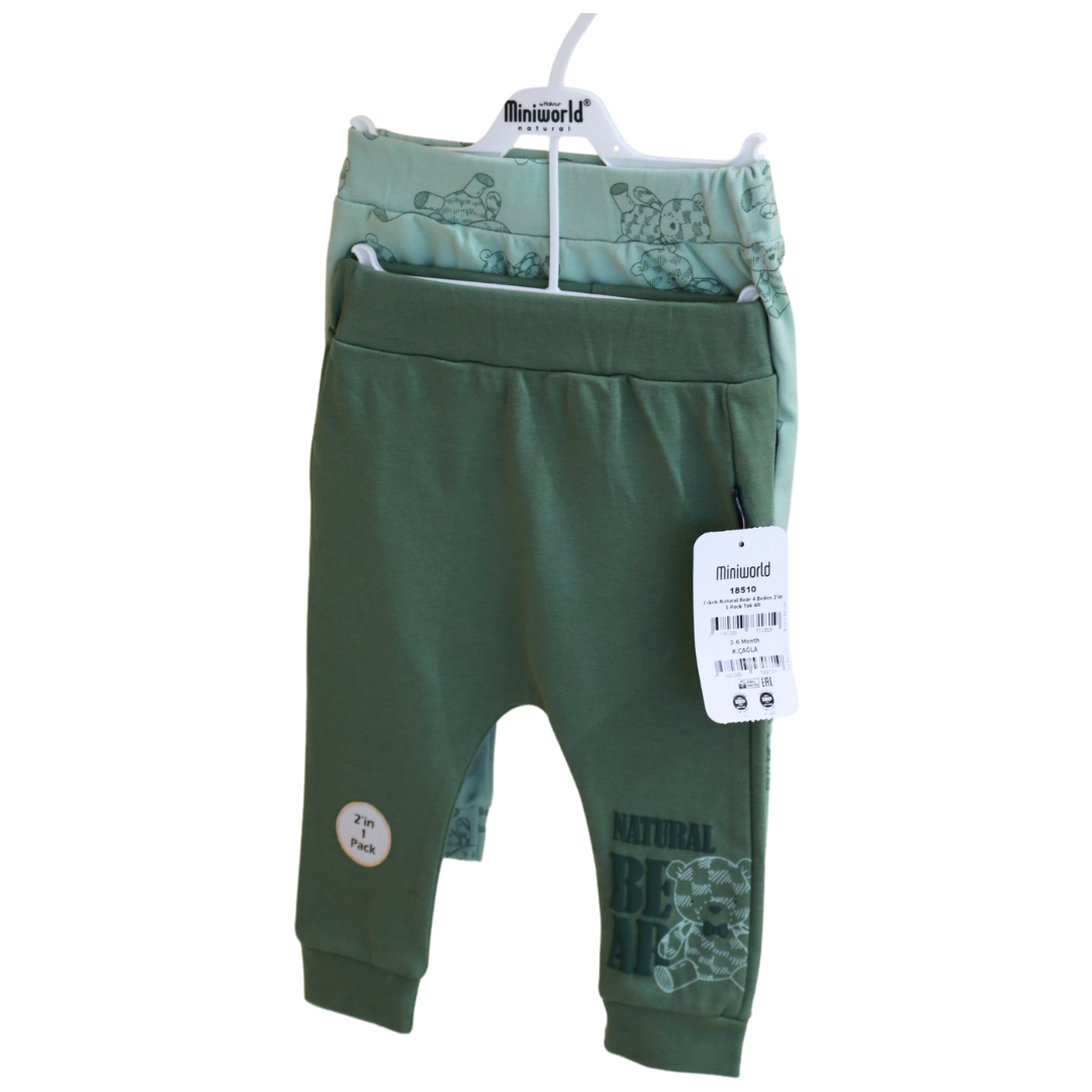 Miniworld - Green Bears Baby Long Trousers 2 pcs (3-18 MONTHS)