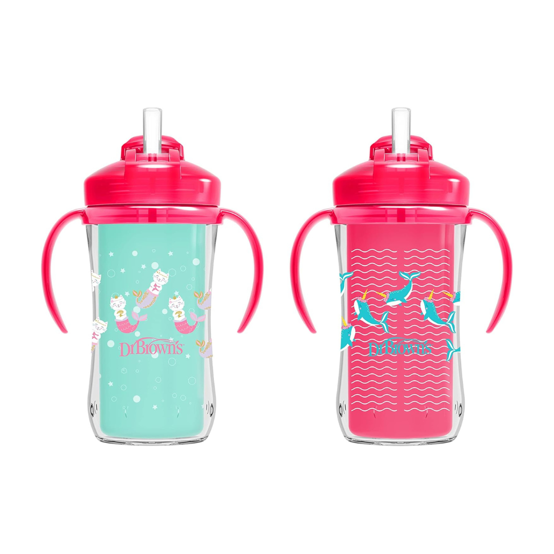 Dr. Brown's Insulated Sippy Straw Cup 12m+ Girl - 2-pack