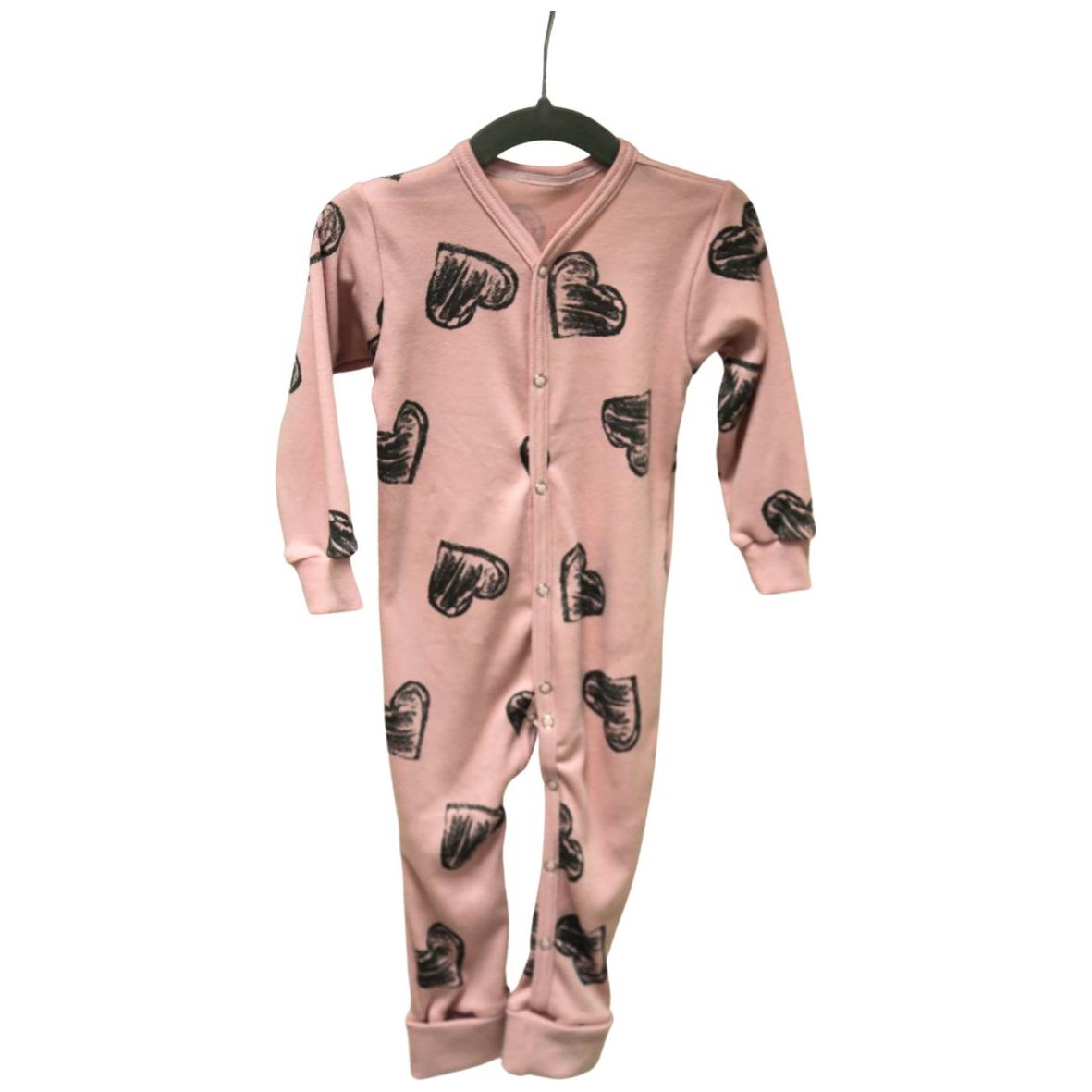 Lilly Bean Babygrow With Cuffs - Pink Hearts