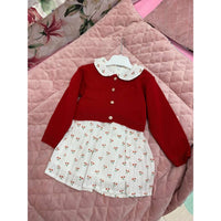 Gamzelim Baby Dress With Cardigan - Cherry
