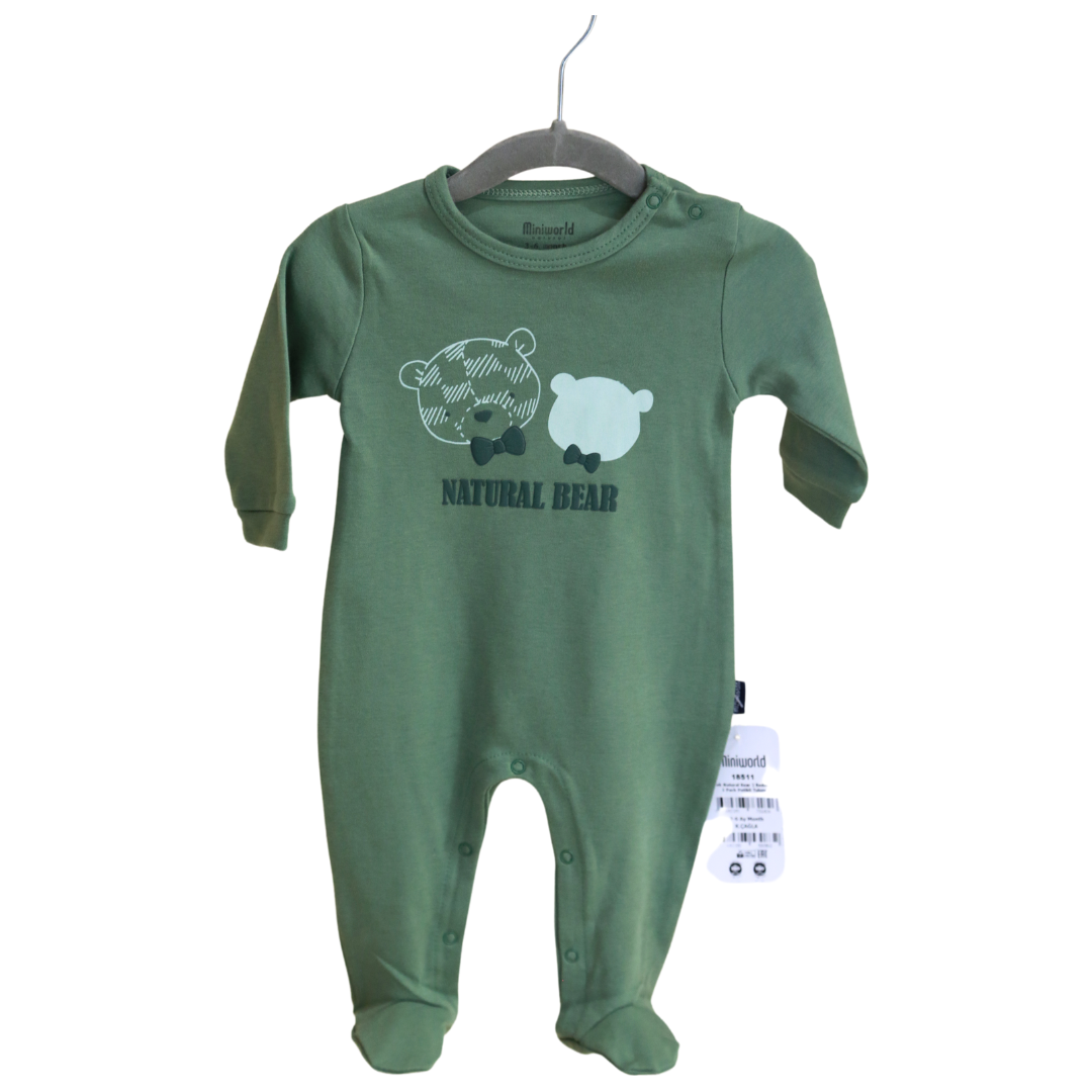 Miniworld - Green Bears Babygrow - Green Bear (1-6 MONTHS)