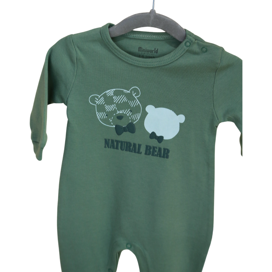 Miniworld - Green Bears Babygrow - Green Bear (1-6 MONTHS)