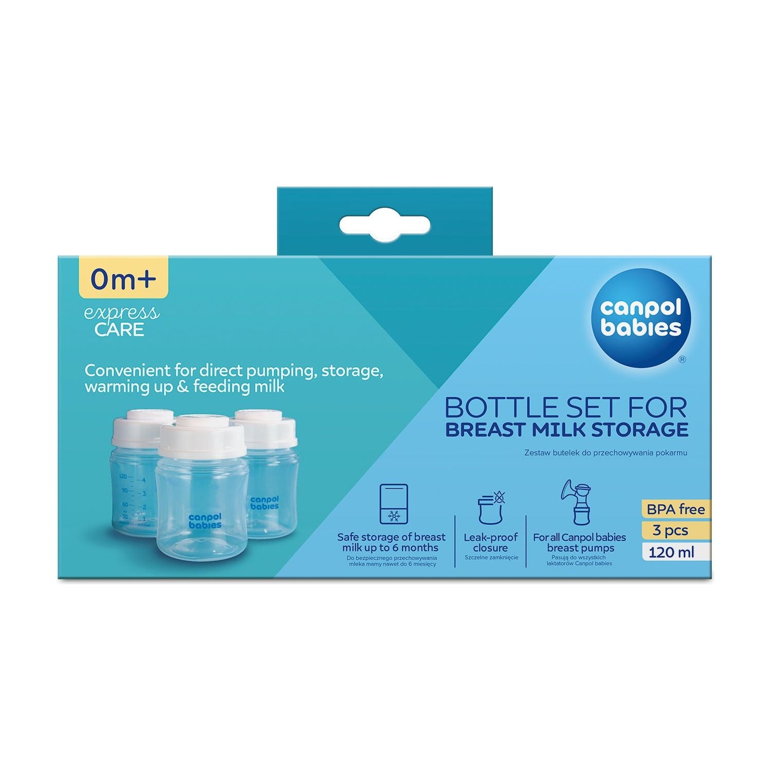 Canpol Babies Bottle Set for Breast Milk Storage 3x120ml