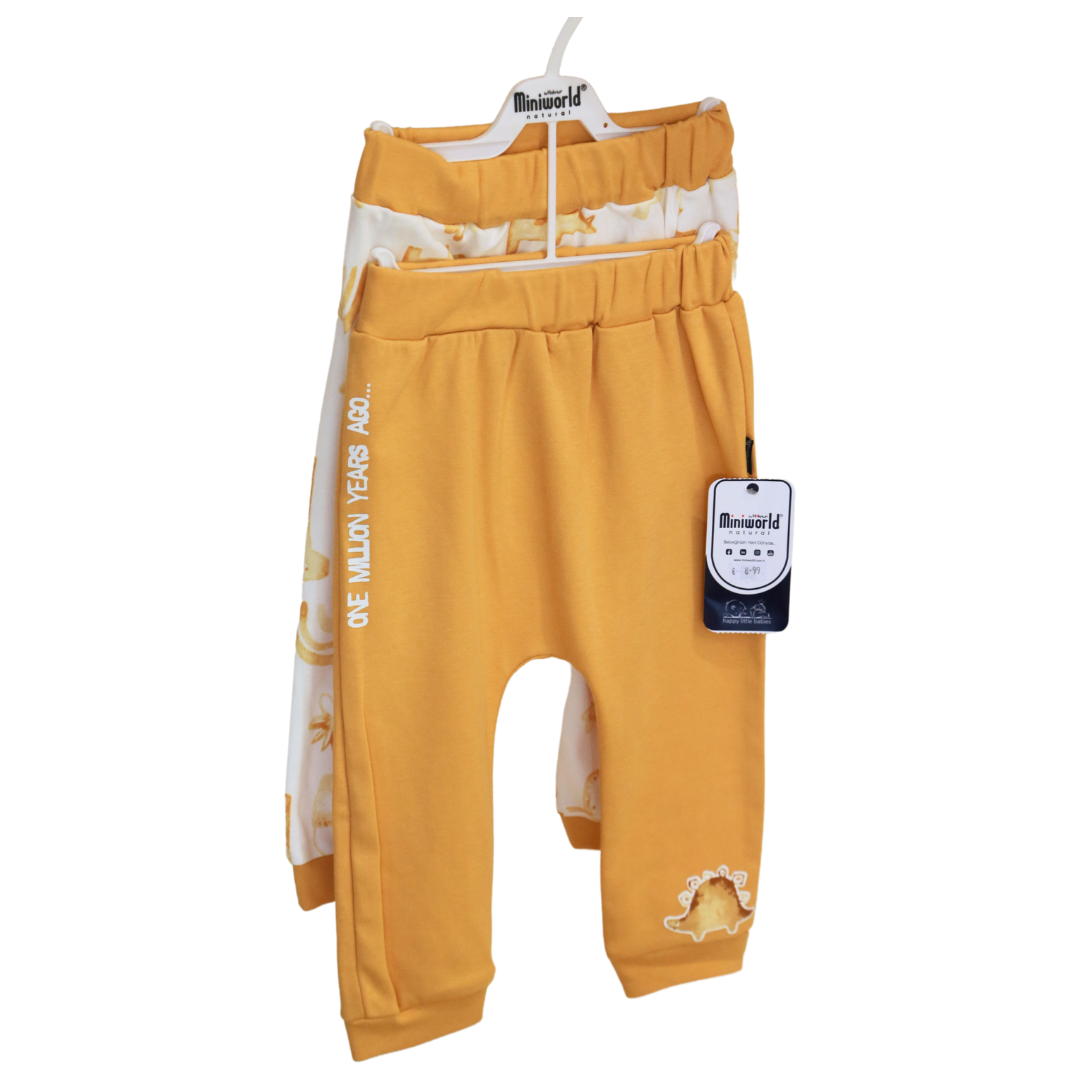 Miniworld - Yellow Dinosaurs Baby Long Trousers 2 pcs (3-18 MONTHS)