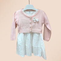 Gamzelim Baby Dress With Cardigan - Baby Pink Hearts