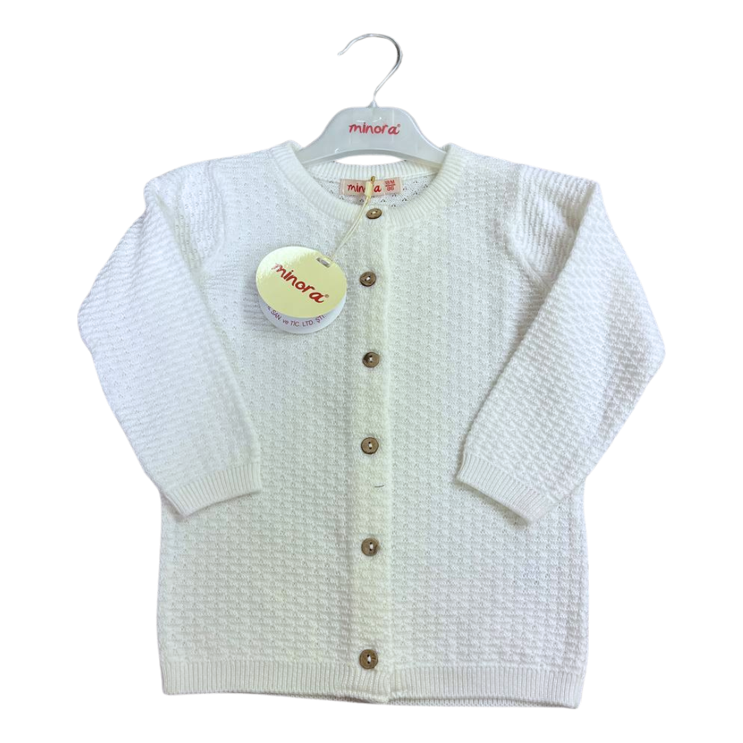 Minora Cardigan Knitted - White (6-24 MONTHS)