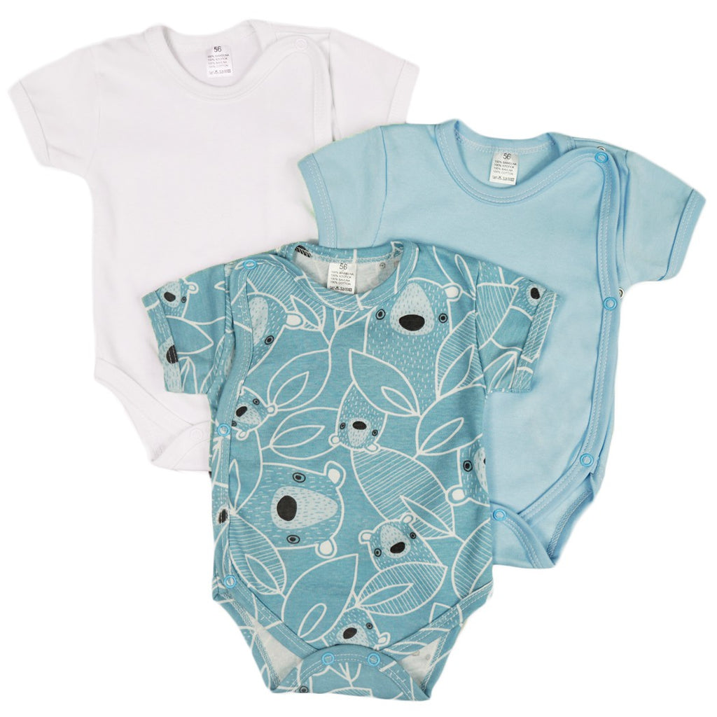 Babylove Premature Baby Short Sleeve Side Snap Bodysuit | Blue Bears