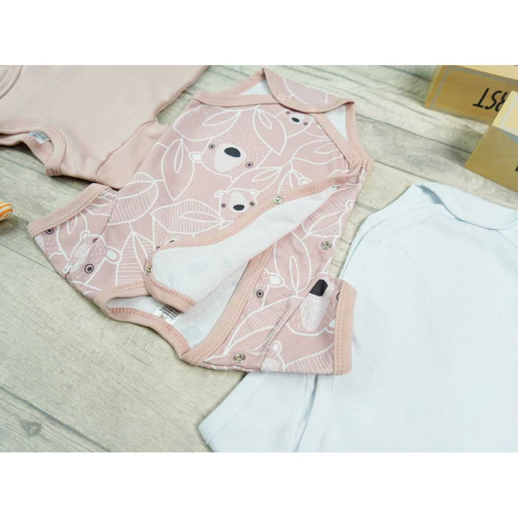 Babylove Premature Baby Short Sleeve Side Snap Bodysuit | Pink Bears