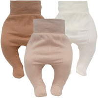 Babylove Baby Girl Cotton Trousers 3-pack | Neutral