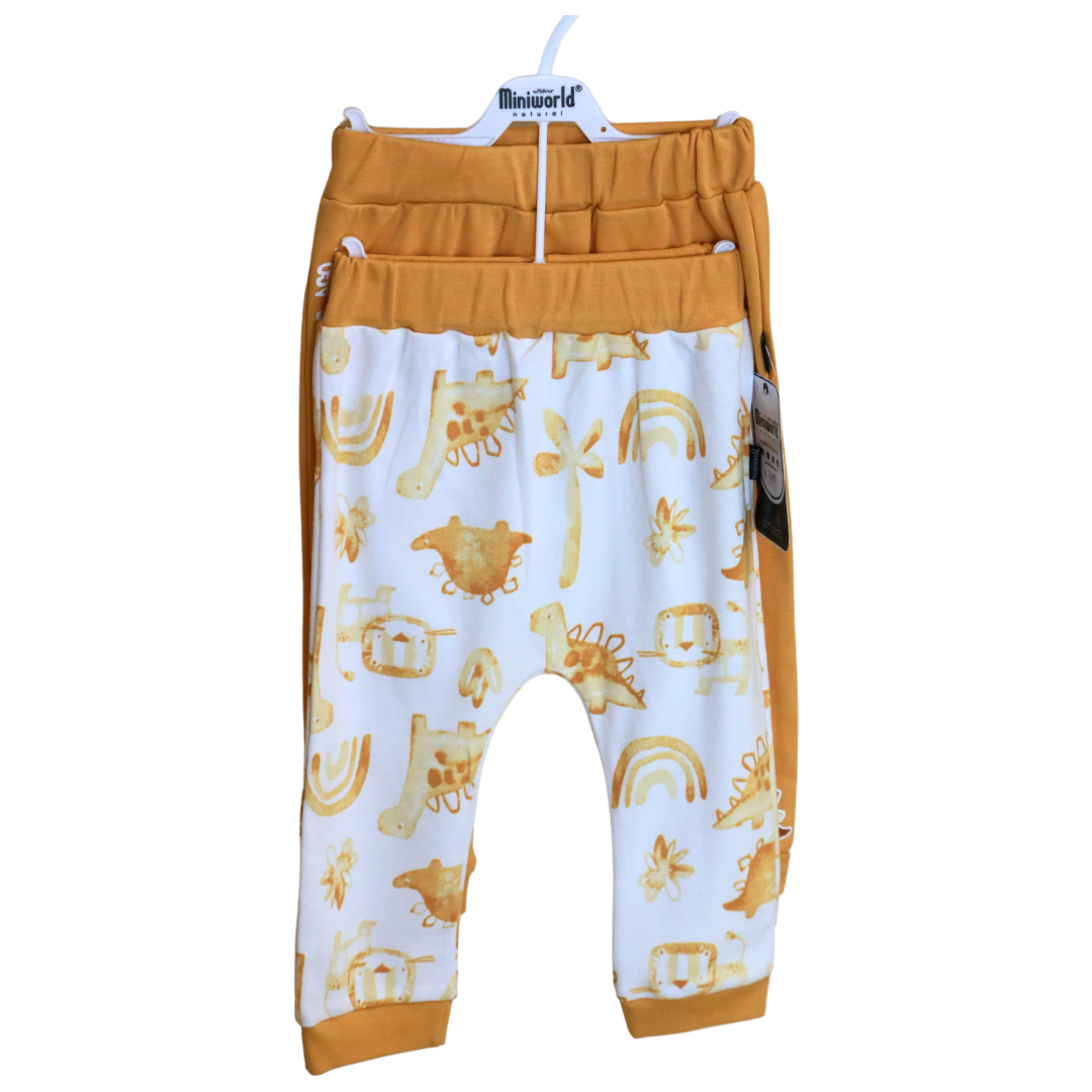 Miniworld - Yellow Dinosaurs Baby Long Trousers 2 pcs (3-18 MONTHS)
