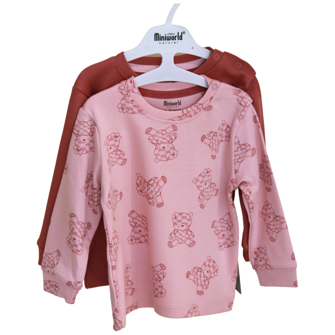 Miniworld - Pink Bears Baby Long T-shirts 2 pcs (3-18 MONTHS)