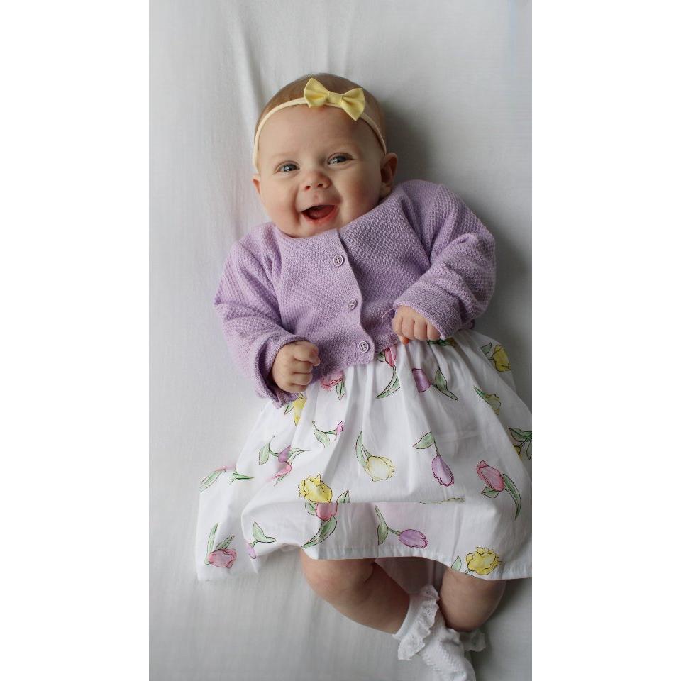 Gamzelim Baby Dress With Cardigan - Violet Tulips