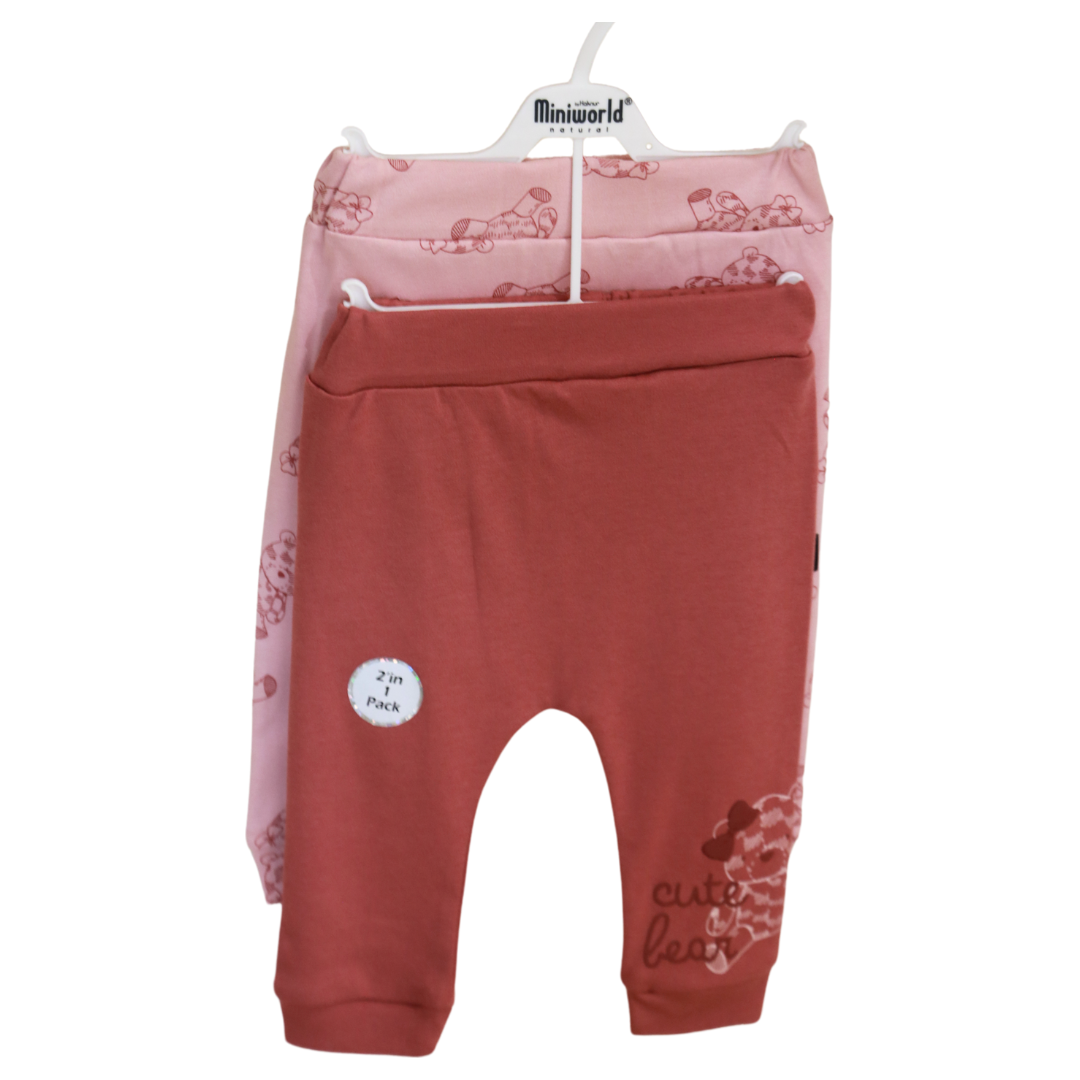 Miniworld - Pink Bears Baby Long Trousers 2 pcs (3-18 MONTHS)