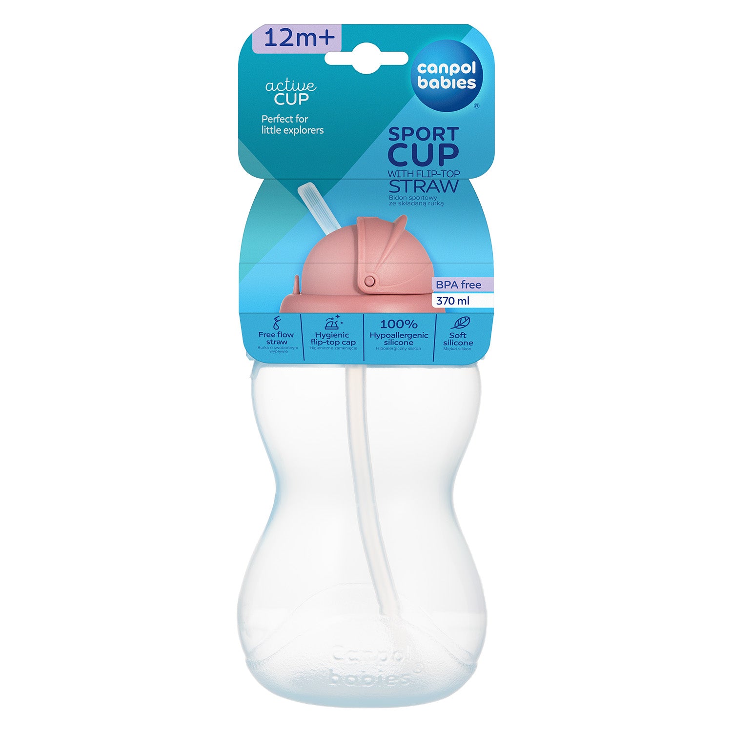 Canpol Babies Sport Cup with Flip-Top Silicone Straw – Blue