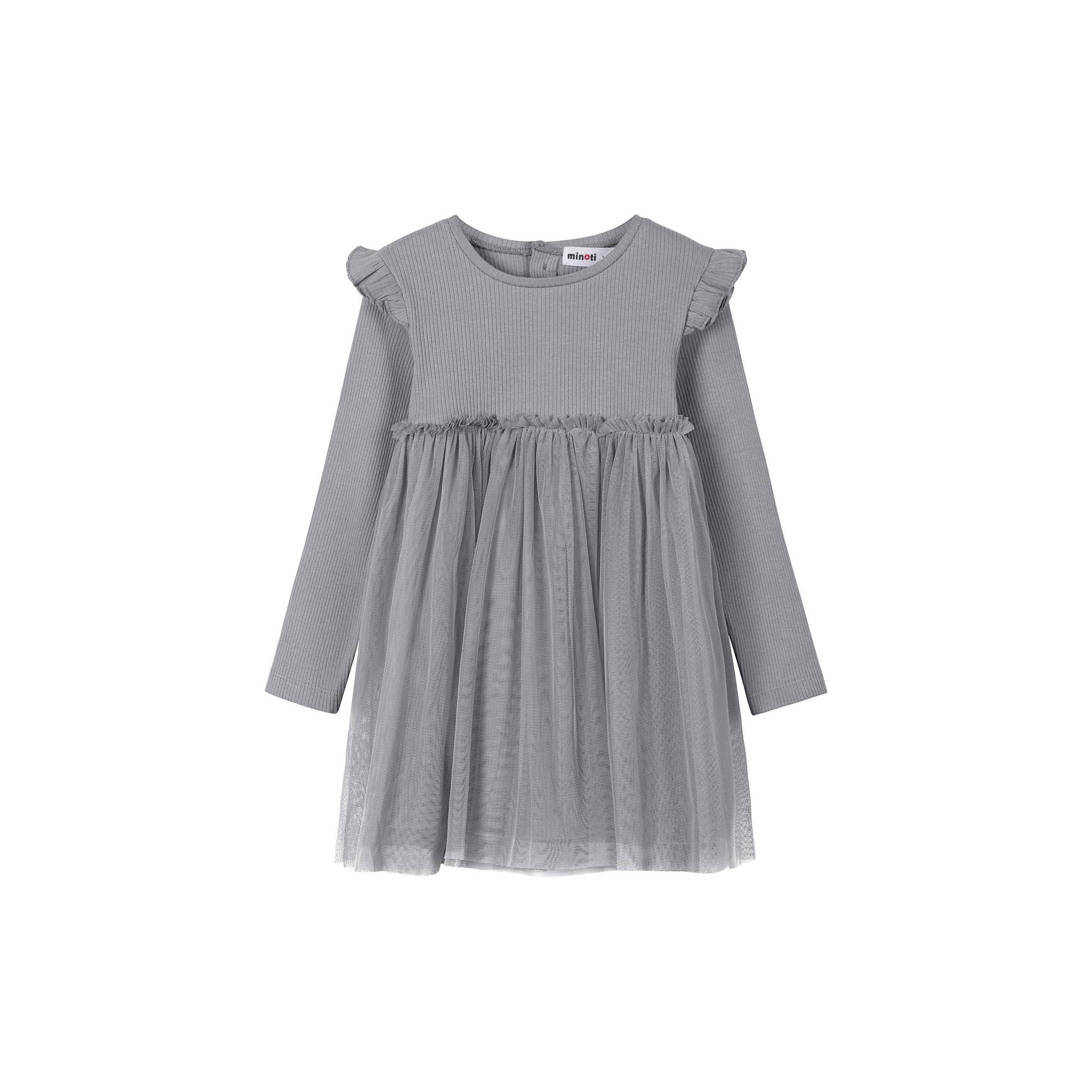 Minoti Tulle Frill Dress - Grey