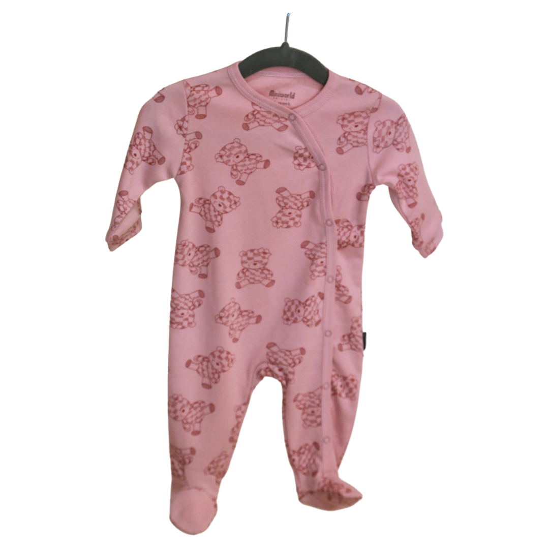 Miniworld - Pink Bears Babygrow - Pink Bears (1-6 MONTHS)