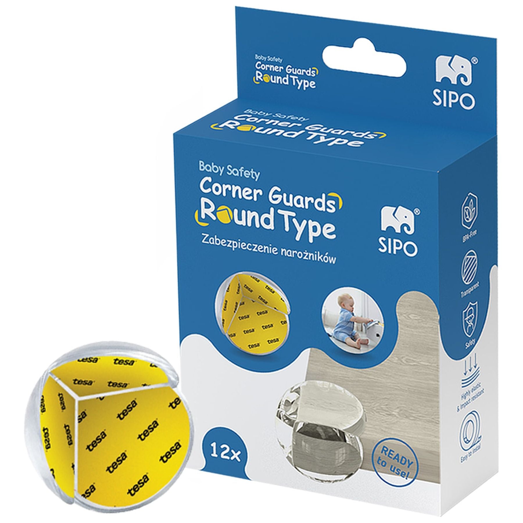 SIPO Round Silicone Edge Corner Guards - 12 Pcs