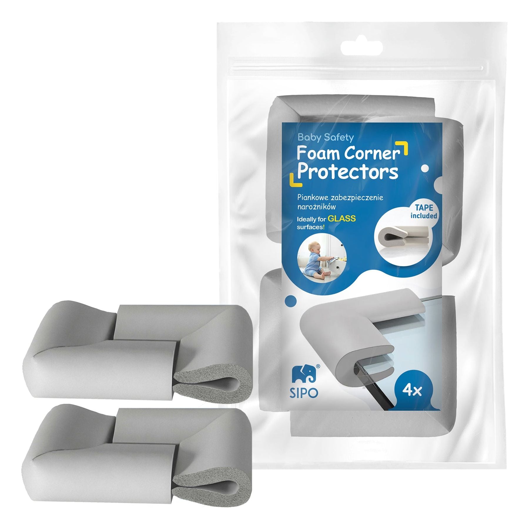 SIPO Set of Soft Foam Corner Protection Guards – 4 Pcs