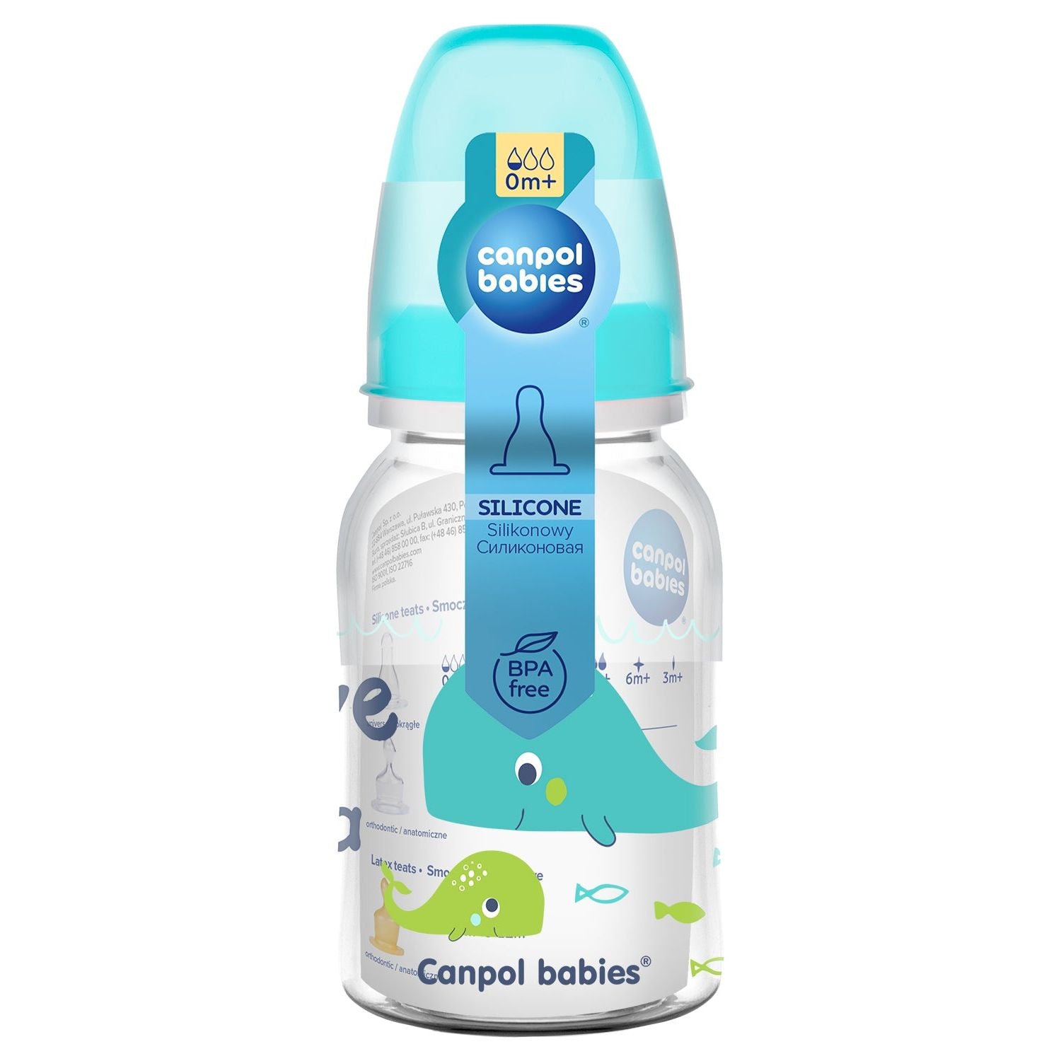 Canpol Babies Narrow Bottle 120 ml LOVE & SEA - Mint Whale