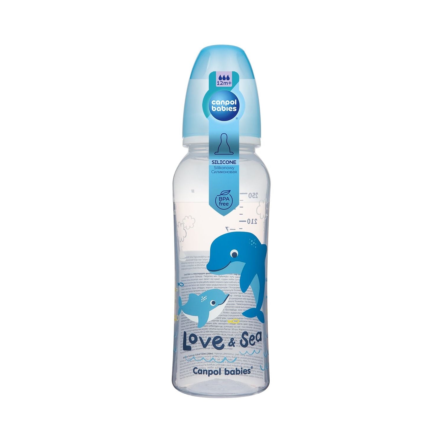 Canpol Babies Narrow Bottle 250 ml LOVE&SEA - Blue Dolphin