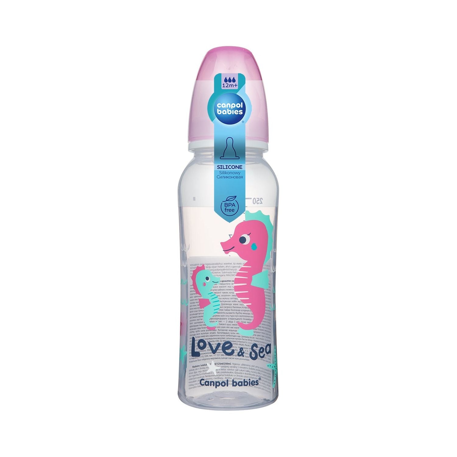 Canpol Babies Narrow Bottle 250 ml LOVE&SEA - Pink Sea Horse