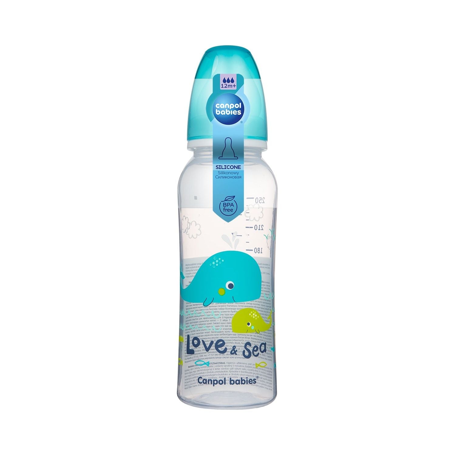 Canpol Babies Narrow Bottle 250 ml LOVE&SEA - Mint Whale