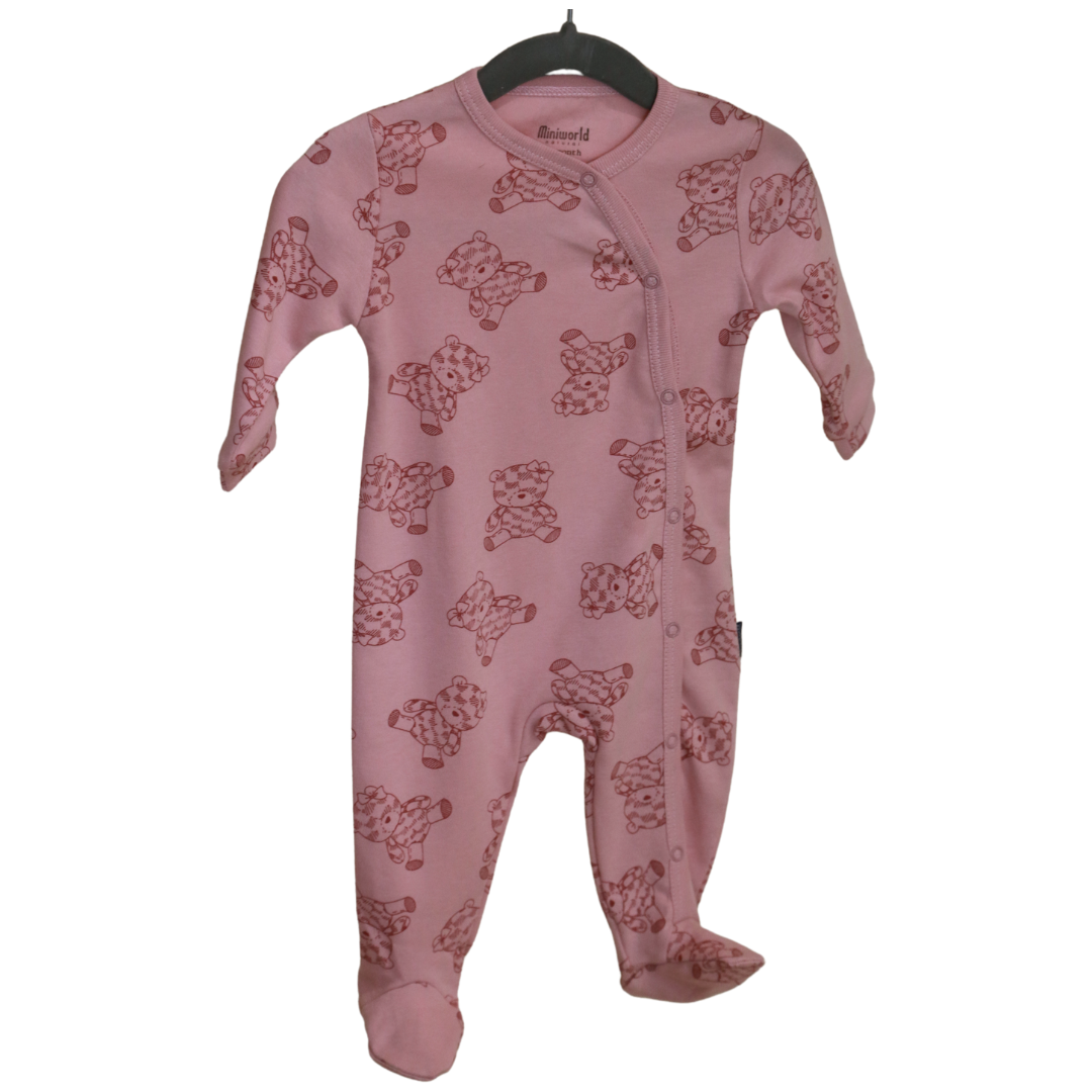 Miniworld - Pink Bears Babygrow - Pink Bears (1-6 MONTHS)