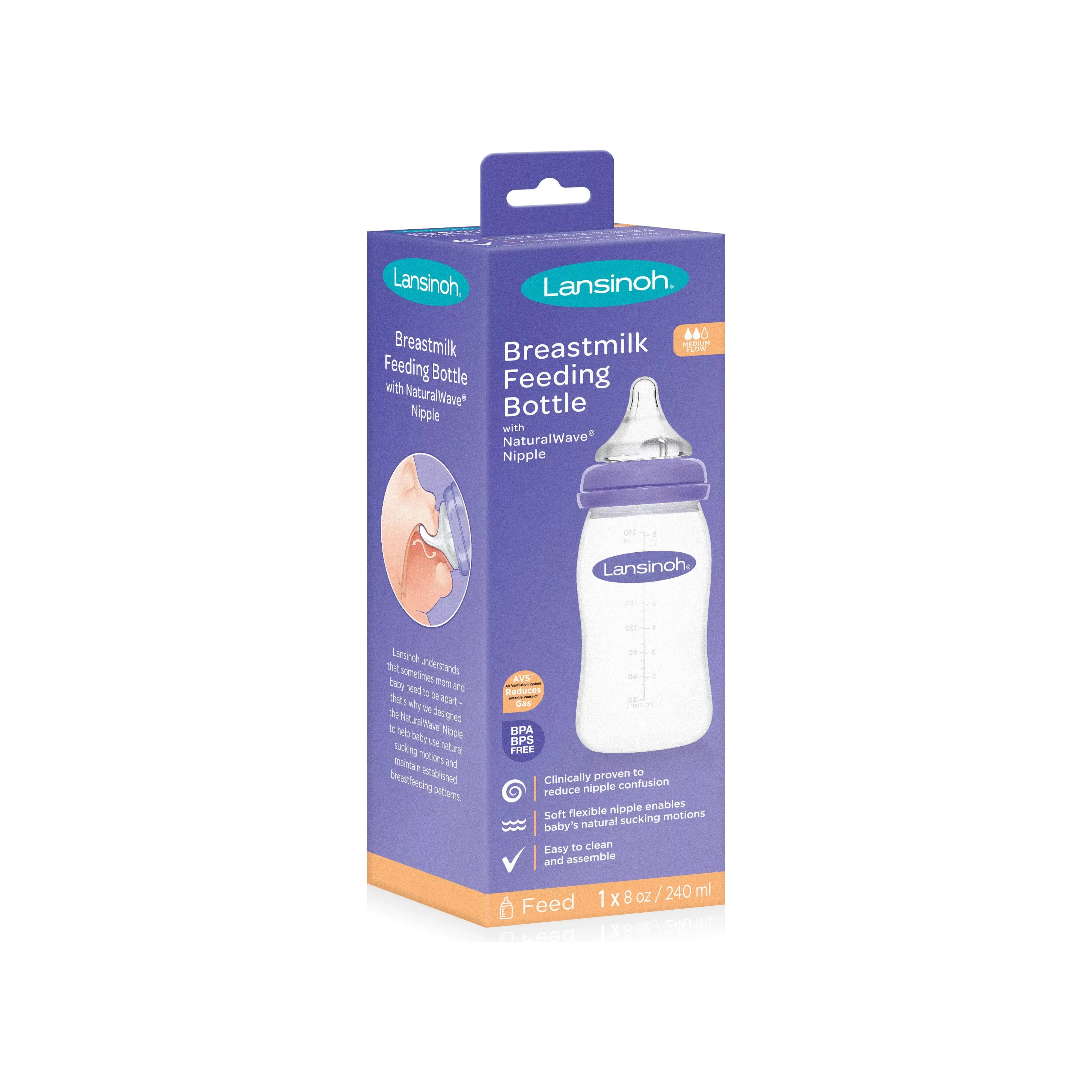 Lansinoh 240 ml mOmma Feeding Bottle With NaturalWave Teat