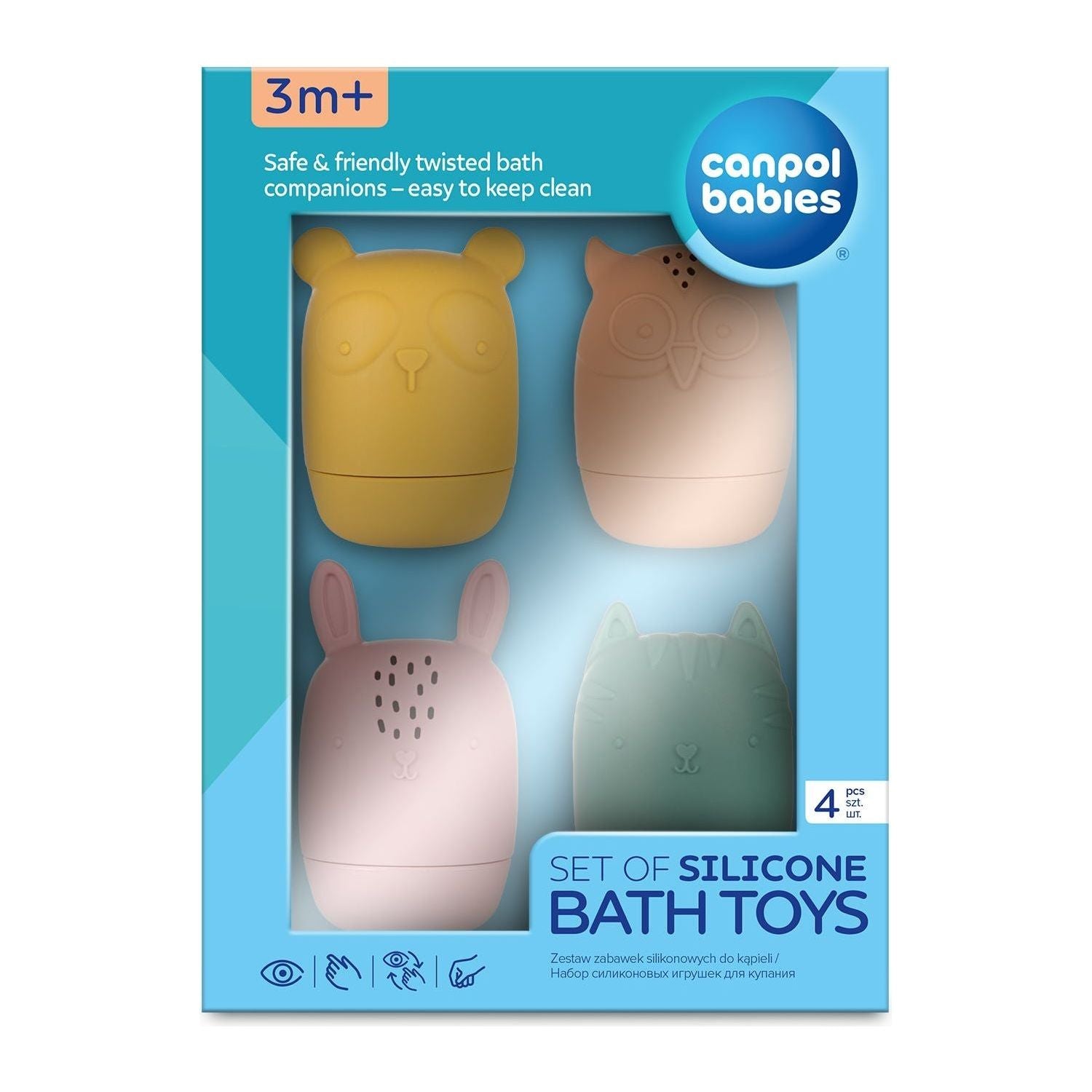 Canpol Ensemble de jouets de bain en silicone torsadé 4 pièces