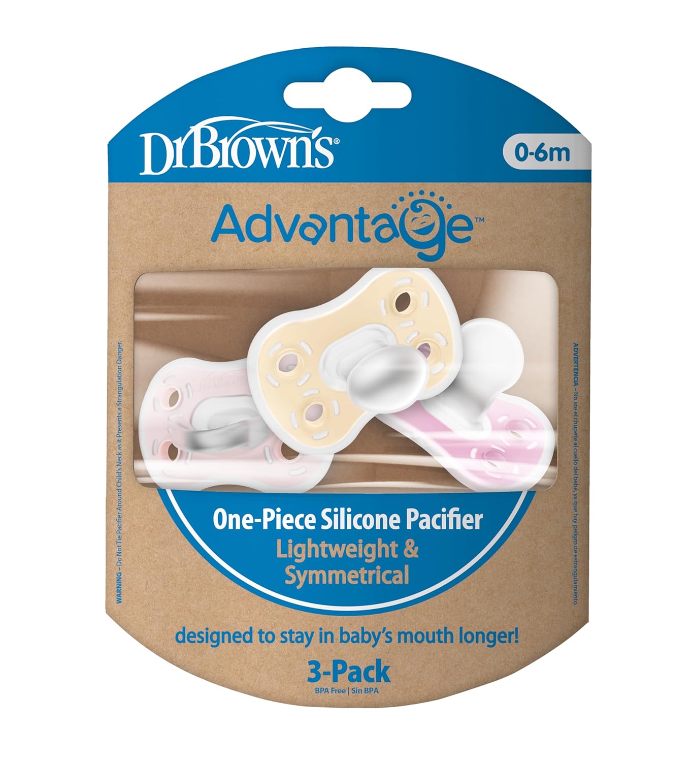 Dr. Brown's Advantage Silicone Soother 0-6m 3 pack - Pink