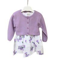 Gamzelim Baby Dress With Cardigan - Violet Flowers