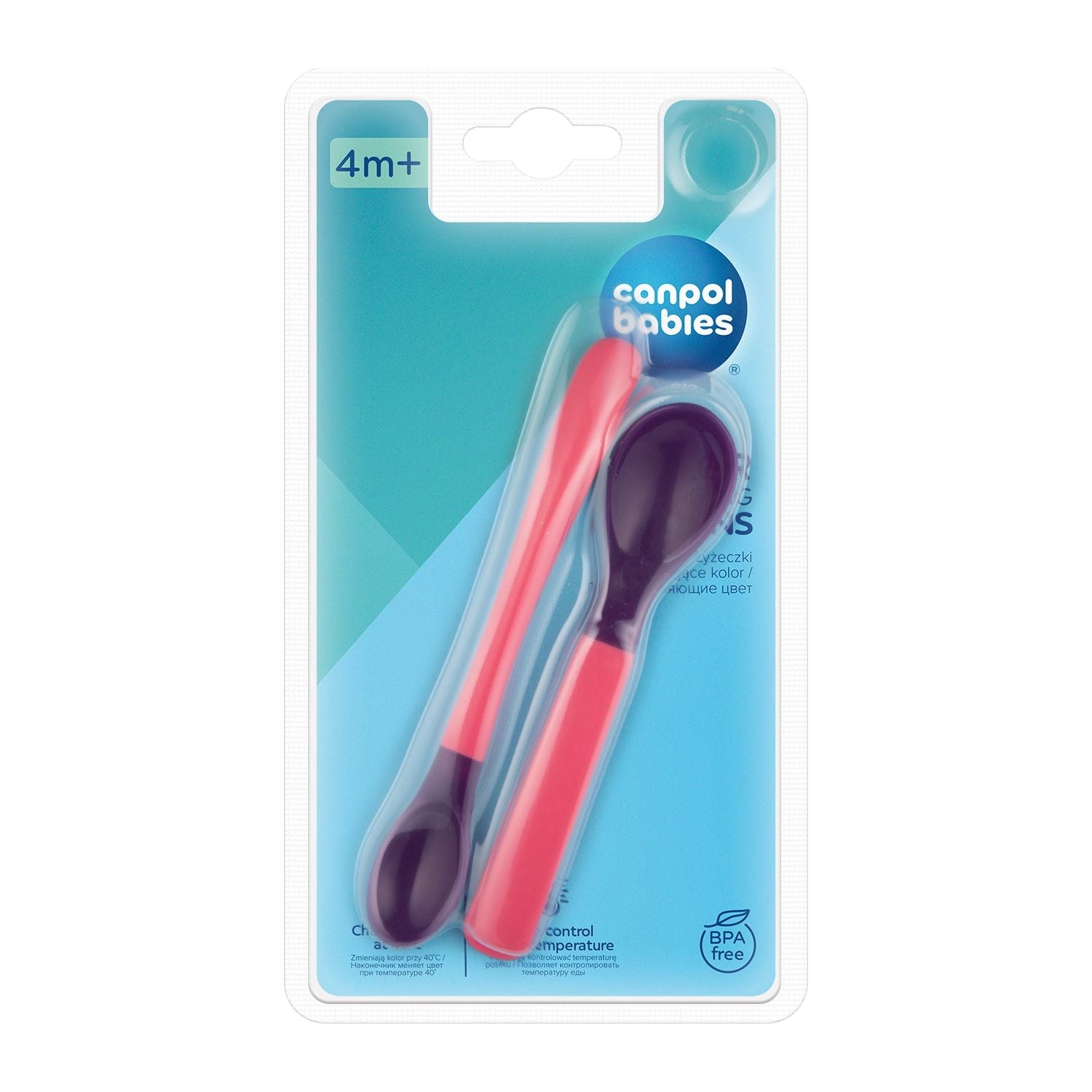 Canpol Babies Color Changing Spoons-Temperature 2 pcs - Pink