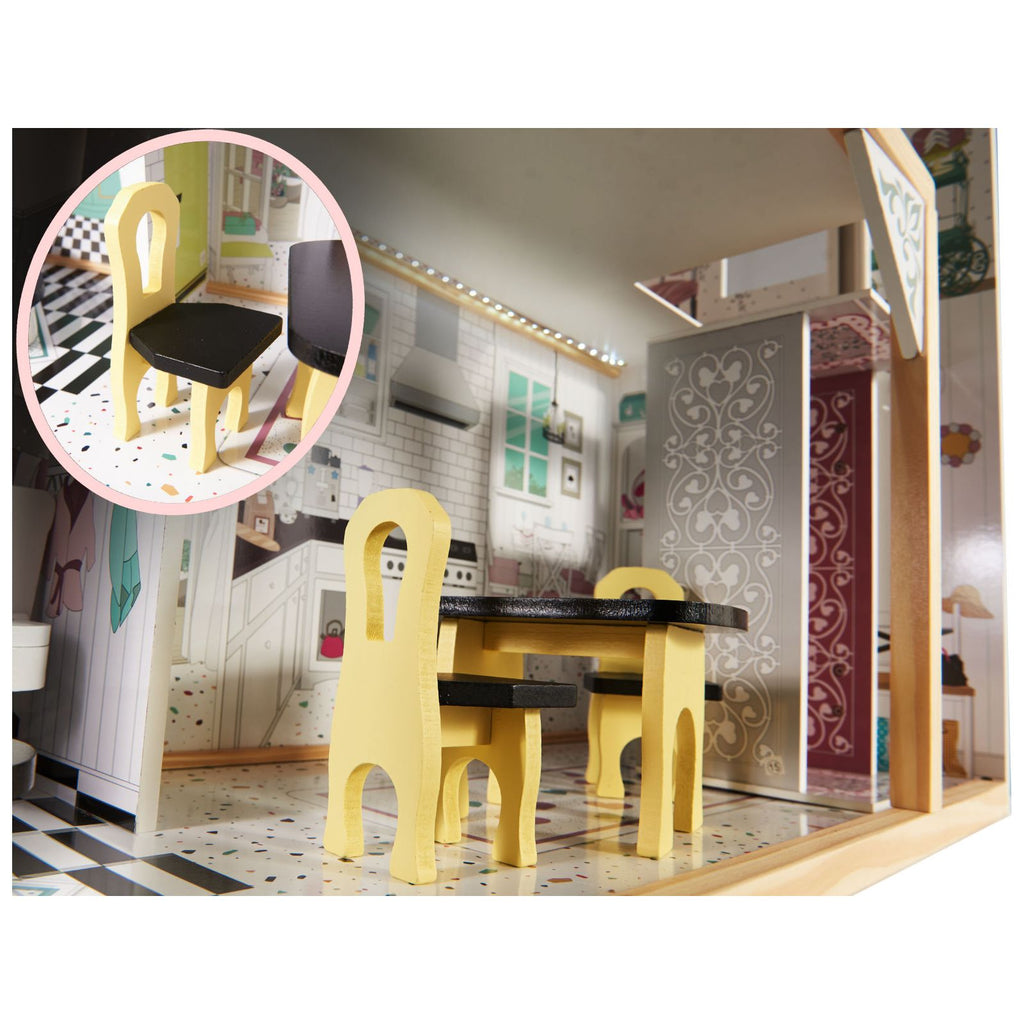 Lulilo Grande Villa Wooden Dollhouse - 120 cm - Compatible for Barbie or Steffi Doll