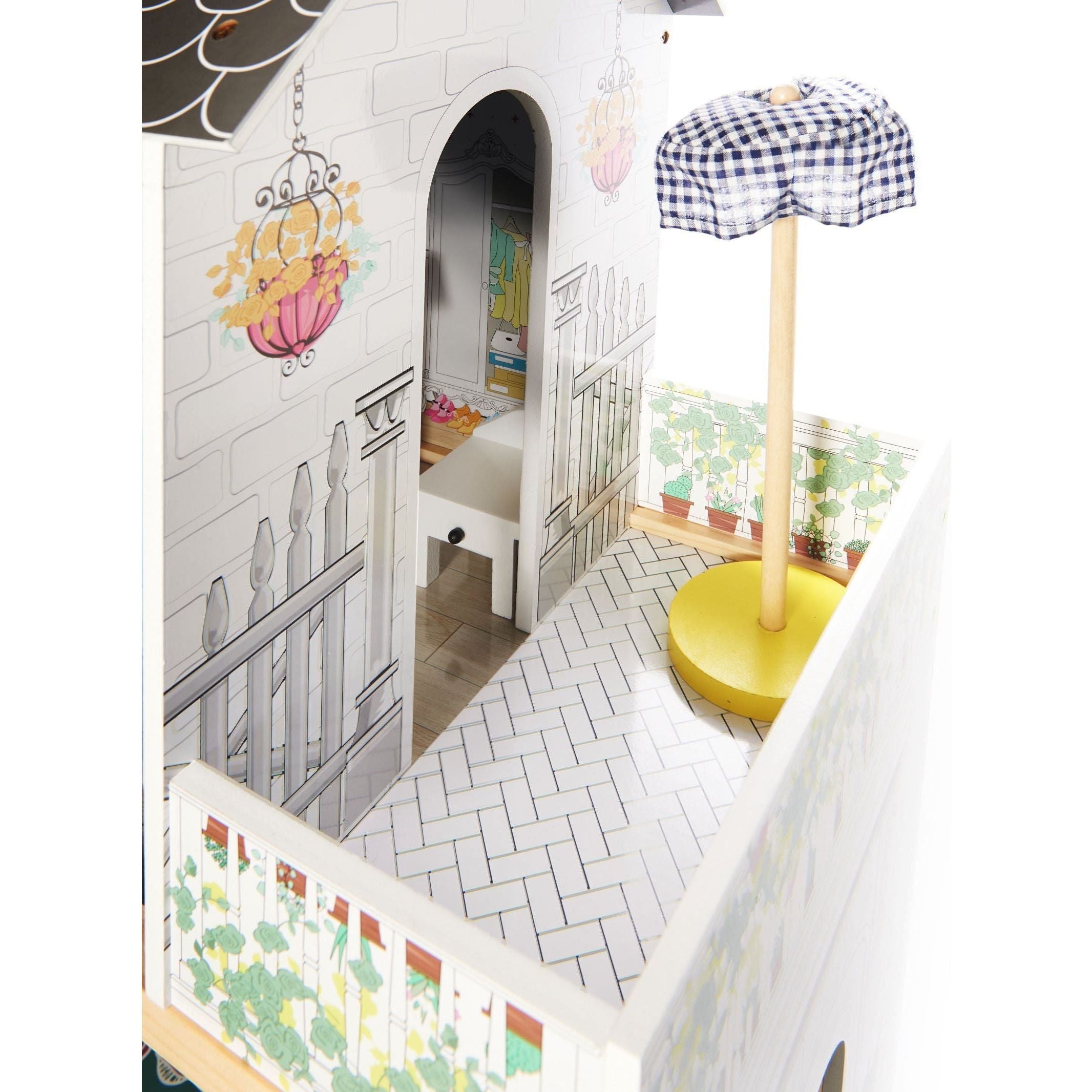 Lulilo Grande Villa Wooden Dollhouse - 120 cm - Compatible for Barbie or Steffi Doll