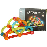 Happy Bunny STEM Magnetic Light Up Stick Blocks - 3 Sizes
