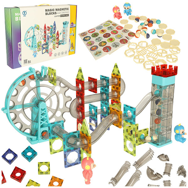 Happy Bunny STEM Magnetic Marble Run Blocks With Music - 118 pcs