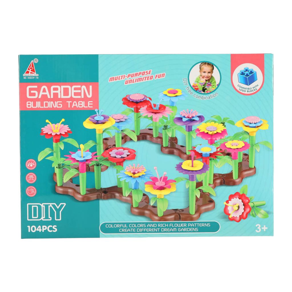 Blocs de construction de fleurs DIY Happy Bunny Garden - 104 pièces