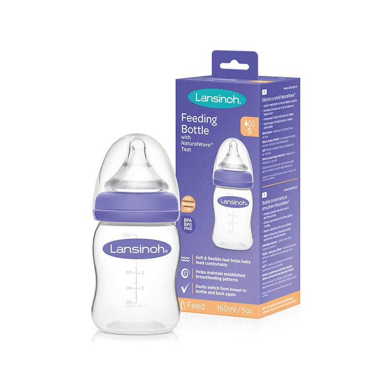 Lansinoh 160 ml mOmma Feeding Bottle With NaturalWave Teat